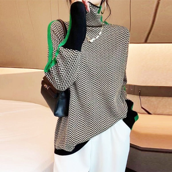 Felicidad | Turtleneck sweater made of melange fabric - Image 2
