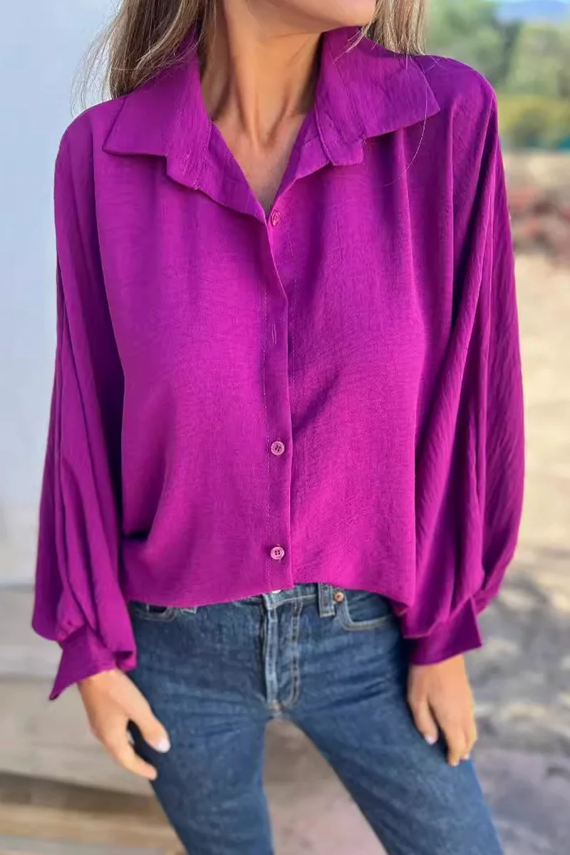 Femke | Casual everyday blouses with buttons and turn-down collars - Image 2