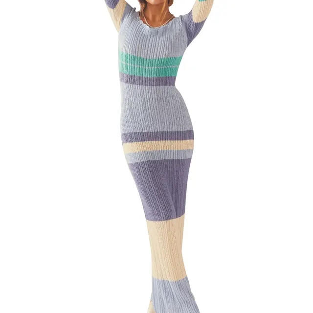 Fernanda® | Off Shoulder Striped Knit Maxi Dress - Image 7