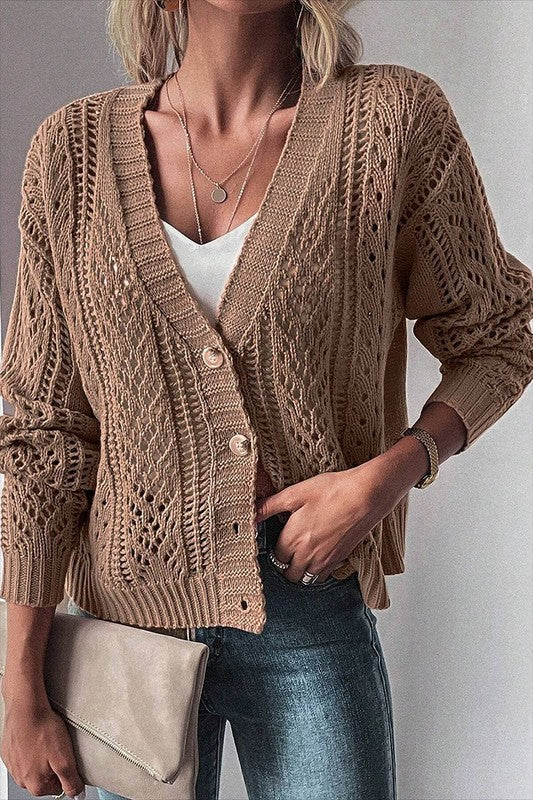 Fernanda | Open knit women's knitted sweater with deep shoulders - Image 3