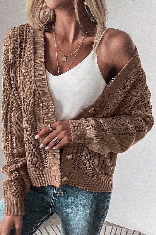 Fernanda | Open knit women's knitted sweater with deep shoulders - Image 4
