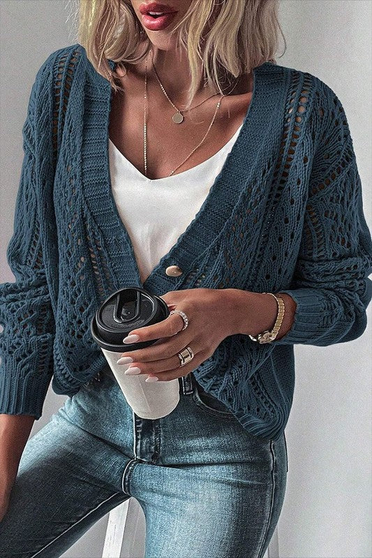 Fernanda | Open knit women's knitted sweater with deep shoulders - Image 8