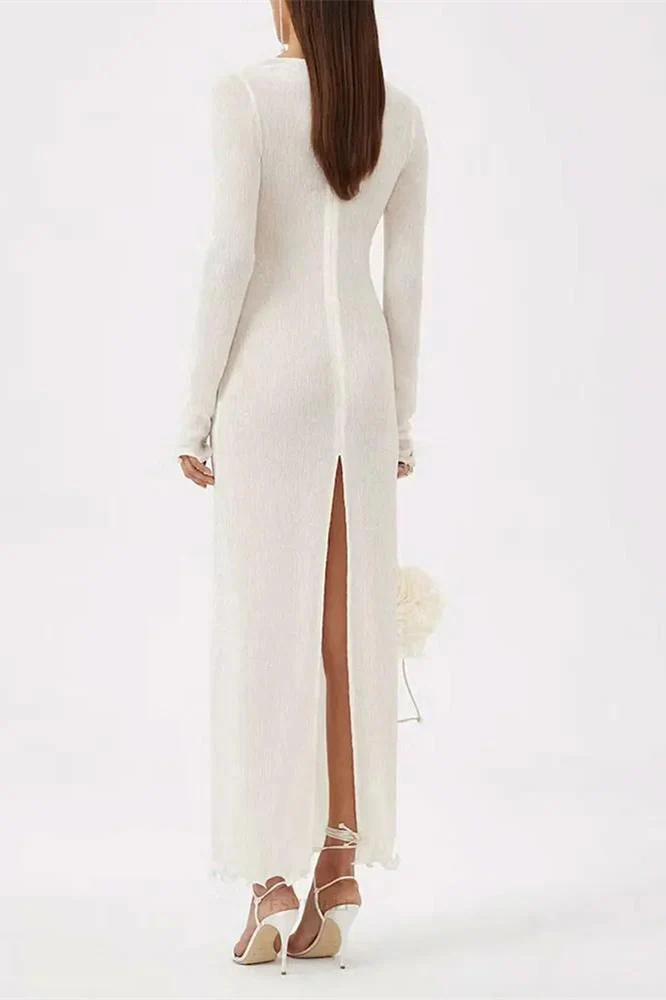 Fernanda® | Polyester V-Neck Slit Maxi Dress - Image 2