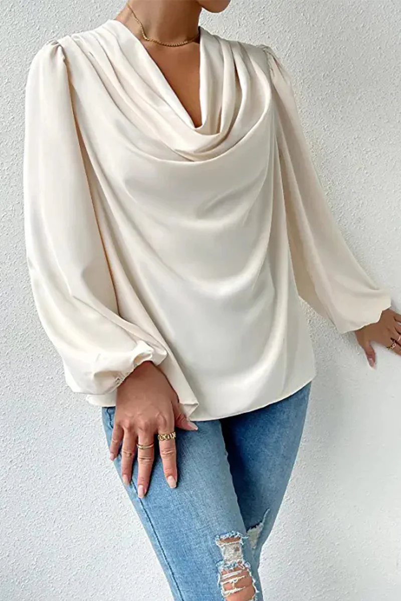 Fiona | Casual solid patchwork scoop neck tops - Image 10