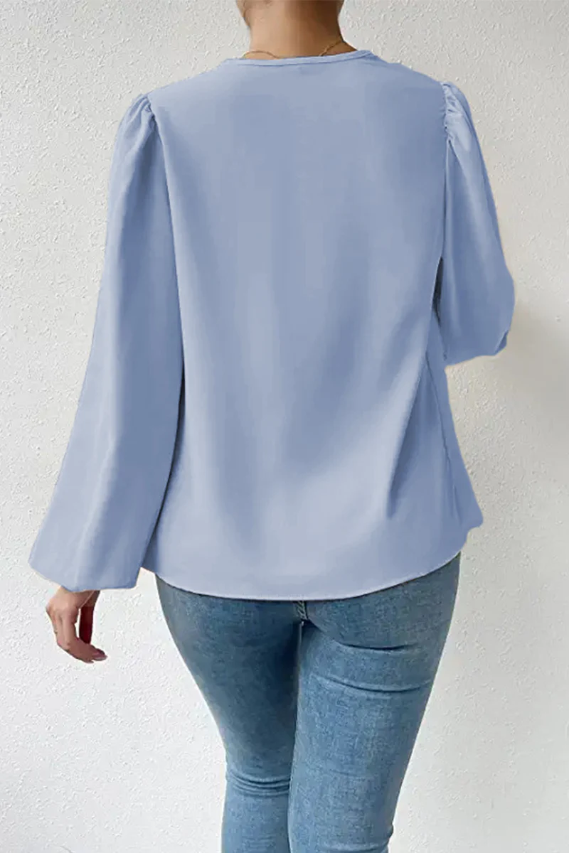Fiona | Casual solid patchwork scoop neck tops - Image 16