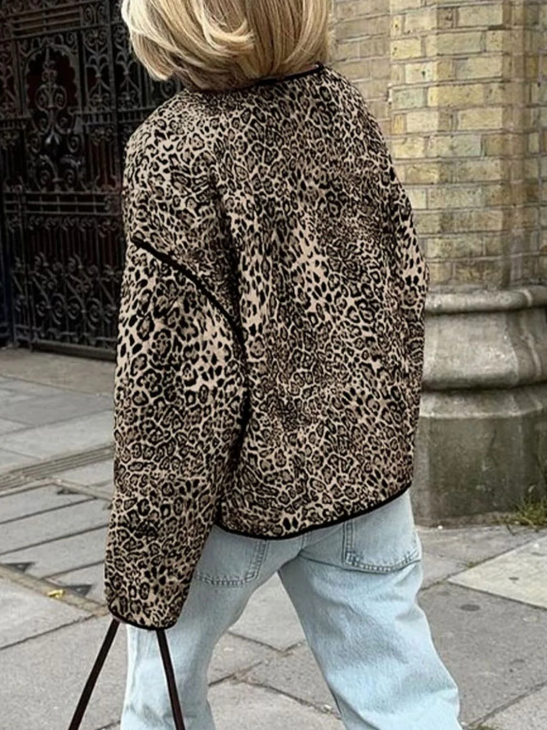 Fiona | Perfee leopard long sleeve open front jacket - Image 13
