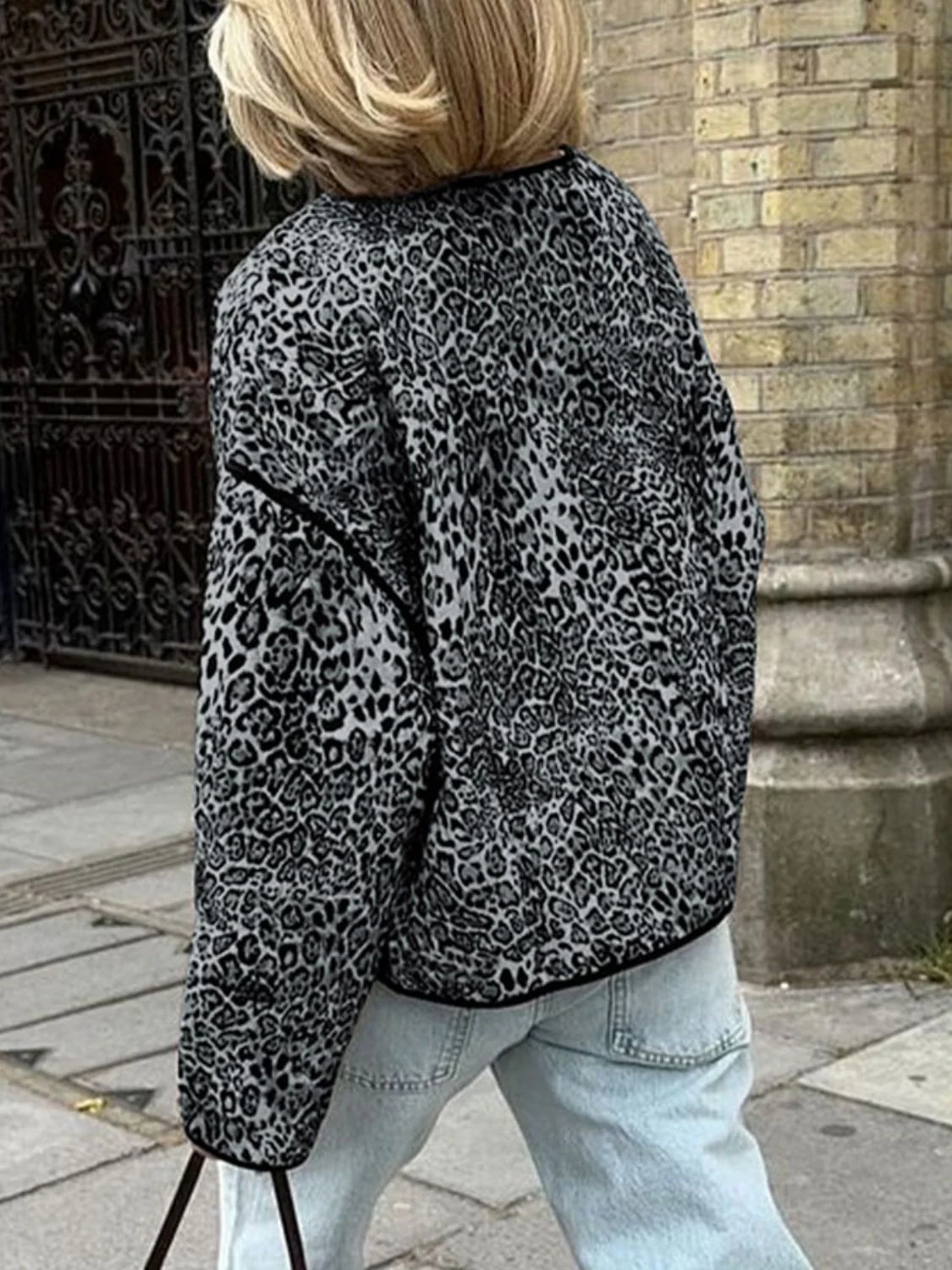 Fiona | Perfee leopard long sleeve open front jacket - Image 7
