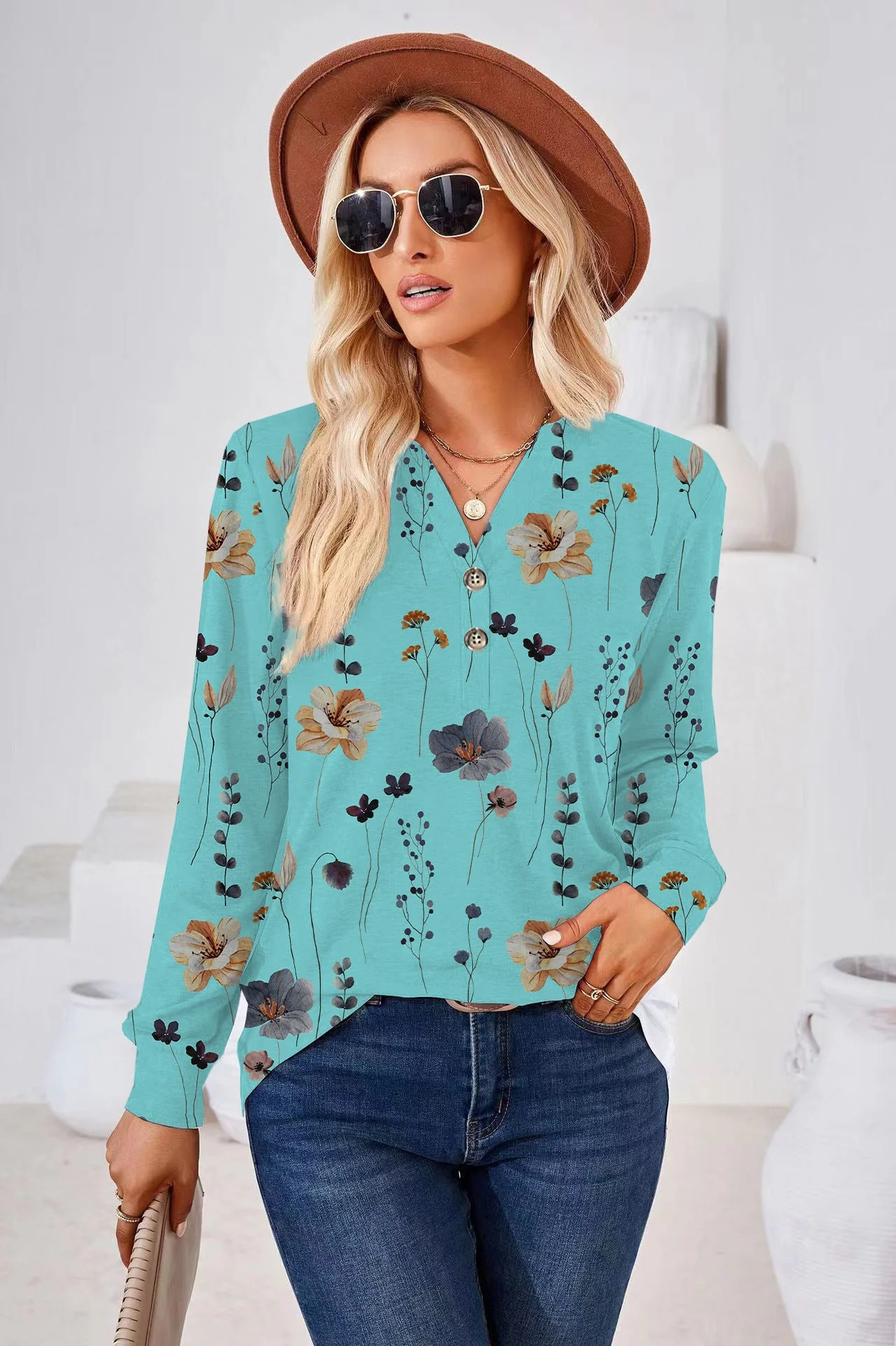 Fiona® | Women'S Blouse With Floral Print And Button Details - Image 8