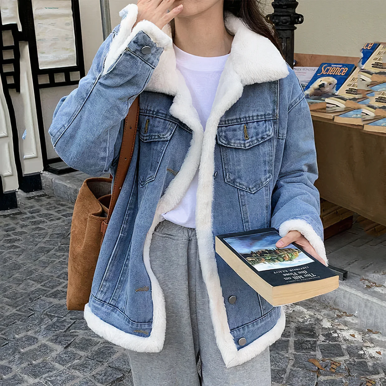 Fiona | Winter fleece denim jacket