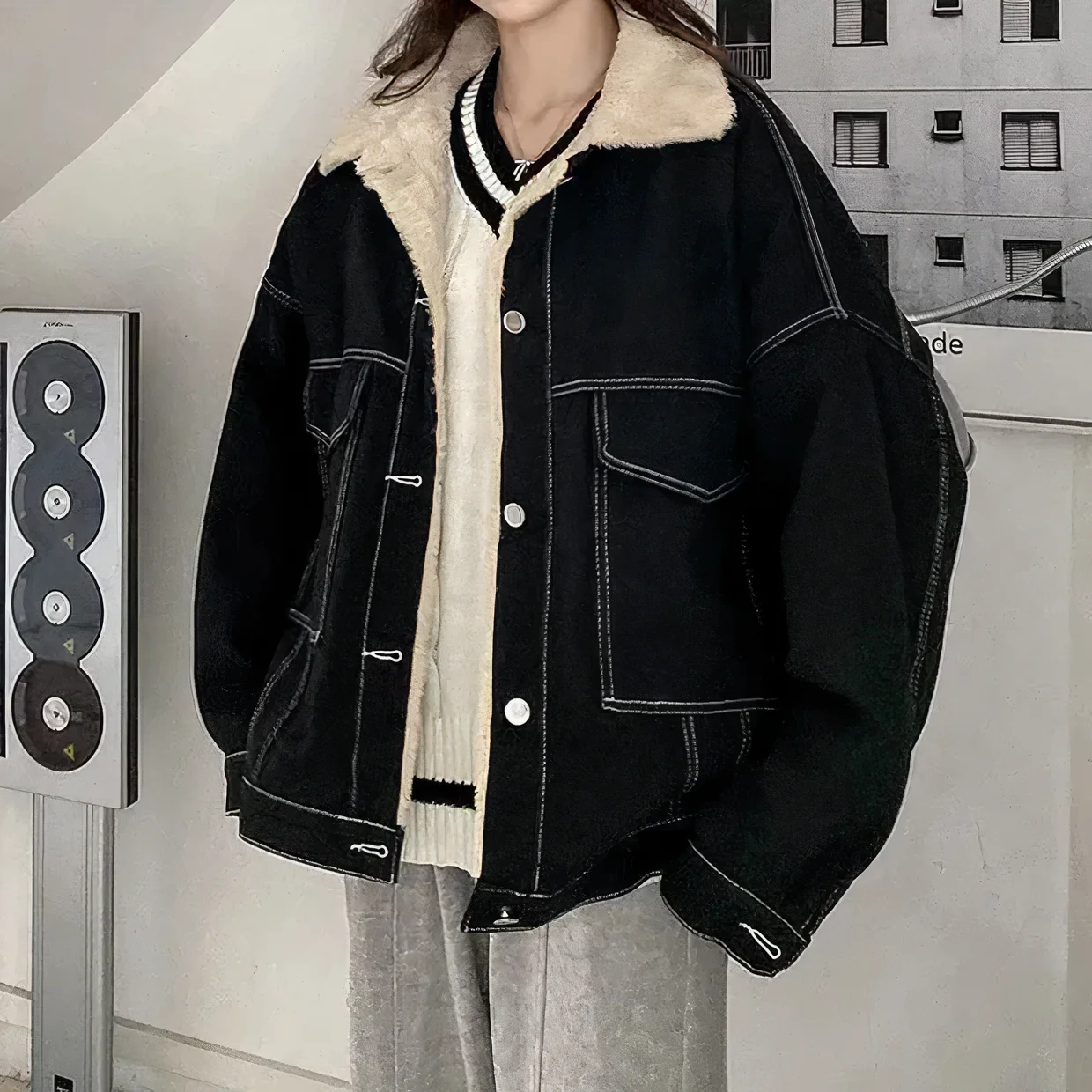 Fiona | Winter fleece denim jacket - Image 3