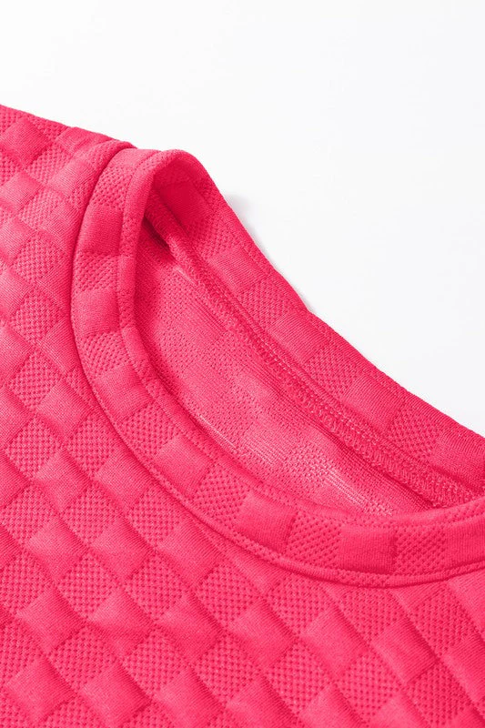 Fiorella | Check textured pullover top and pants set - Image 15