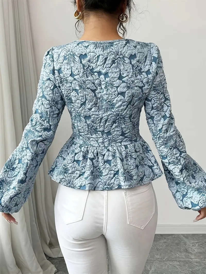 Fiorella® | Elegant Floral Print Blouse With Puff Sleeves - Image 3