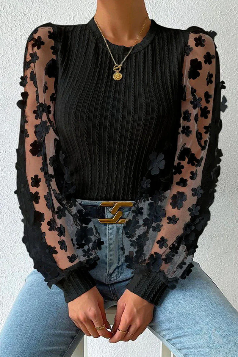 Fiorenza® | Chic Floral Lace Long Sleeve Blouse - Image 2