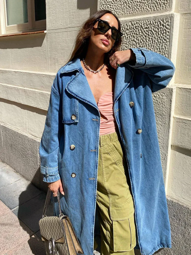 Flavia | Cozy and warm denim trench coat - Image 2