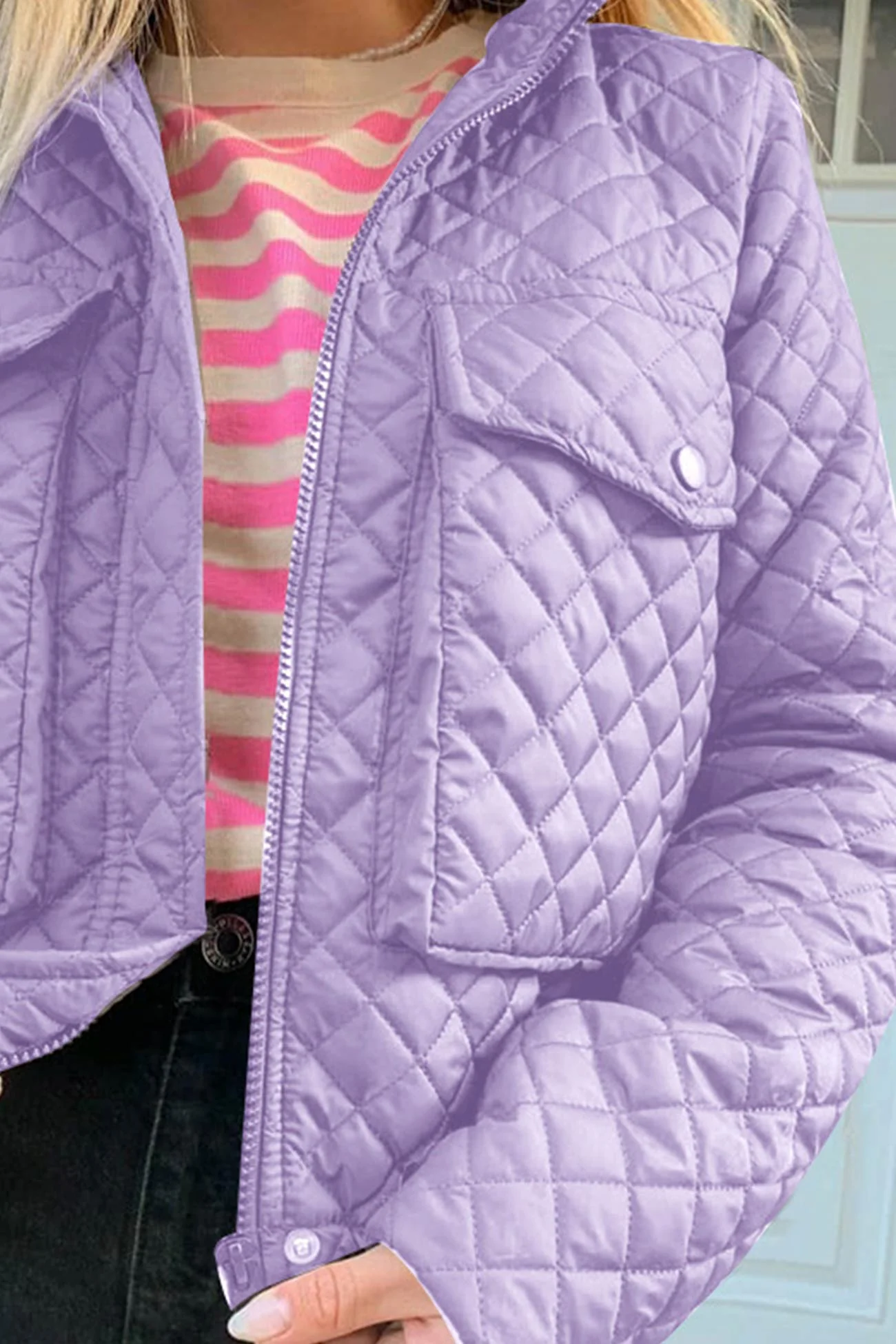 Flavia | Rhombus jacket with zip pockets - Image 4