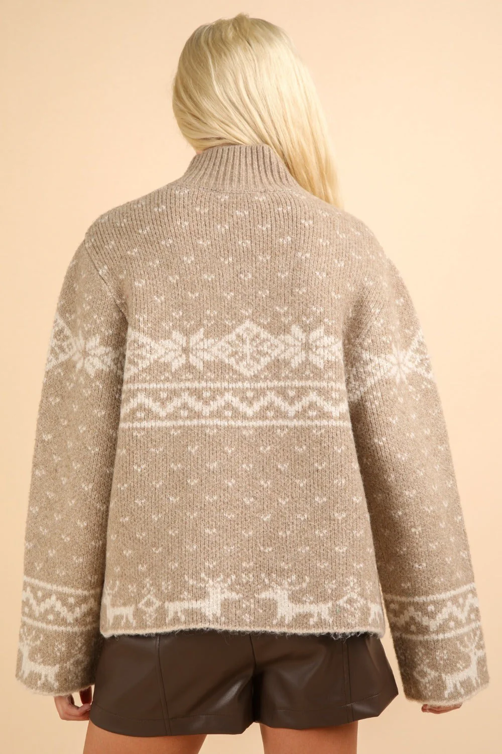 Flor | VERY J Christmas Element stand-up collar long sleeve sweater - Image 2