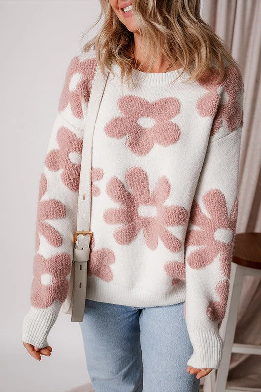 Flora | Vintage floral sweater with dropped shoulders - Image 4
