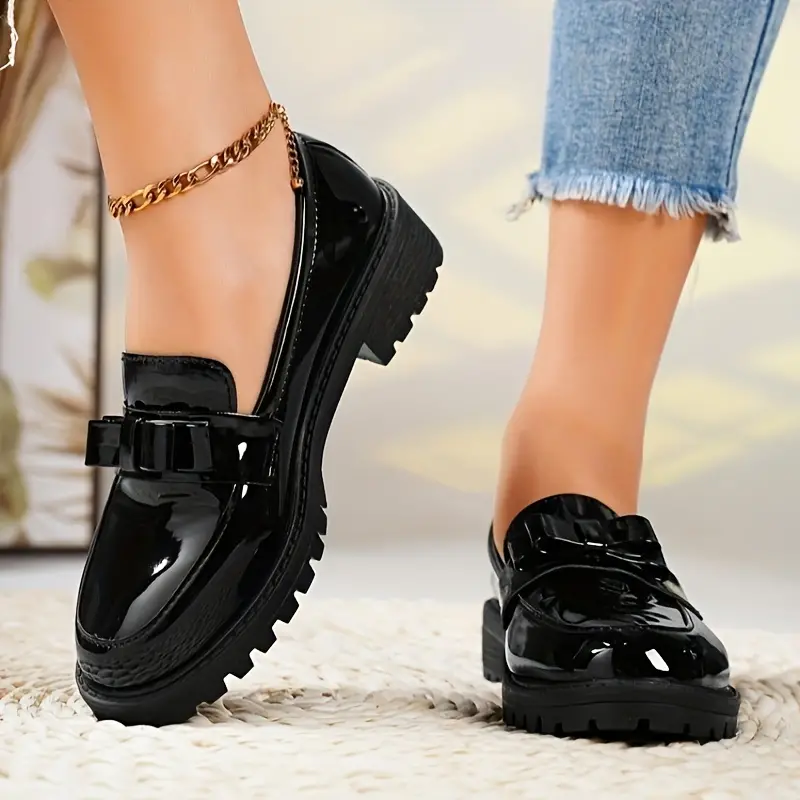 Florence® | Women's chunky heel bow knot loafer - Image 4