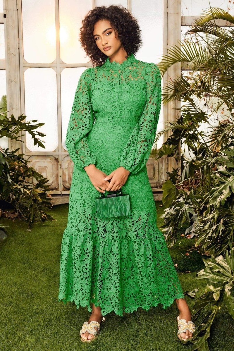 Florencia® | Flared Maxi Dress With Embroidered Lace - Image 13