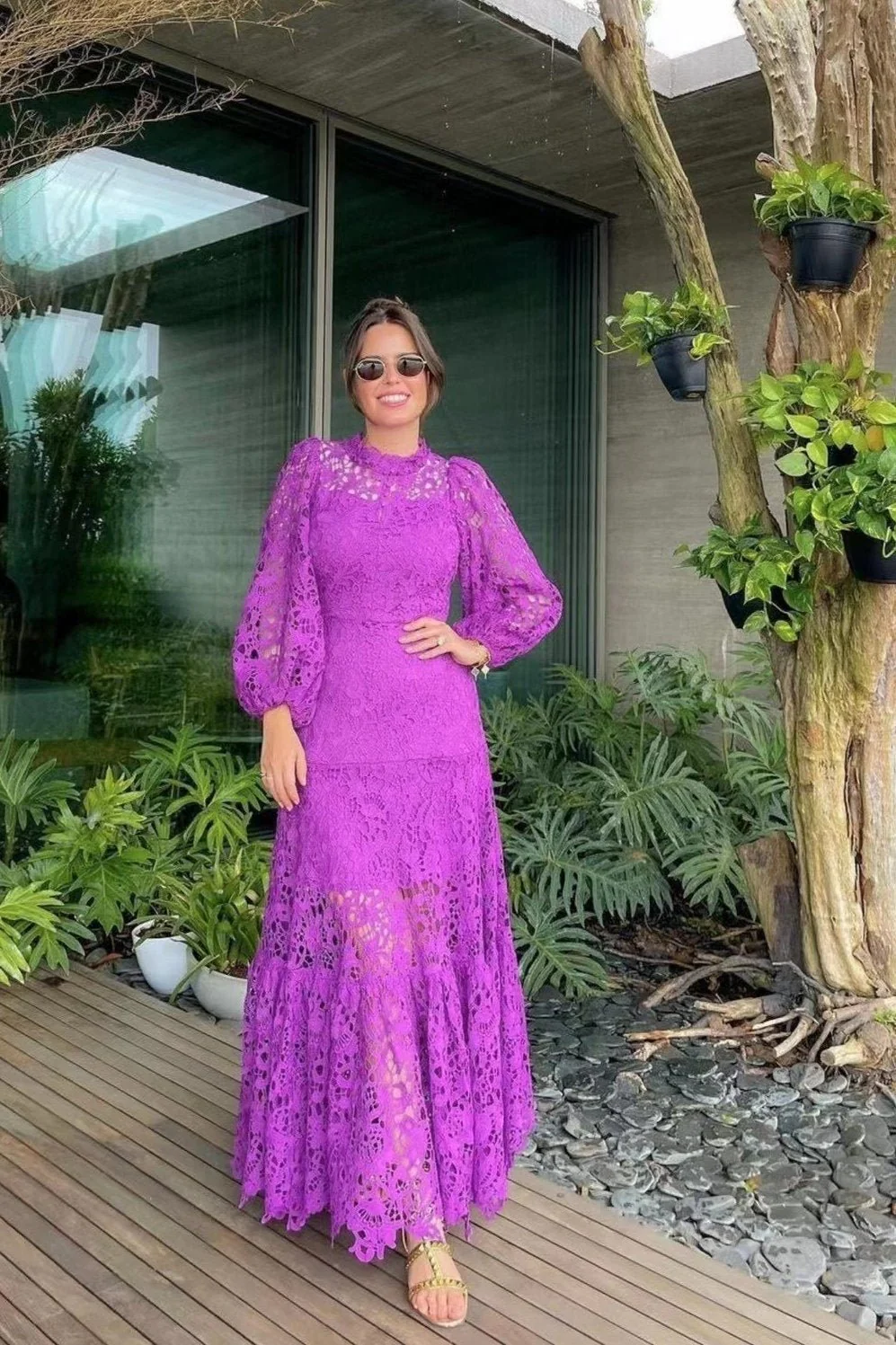 Florencia® | Flared Maxi Dress With Embroidered Lace - Image 15