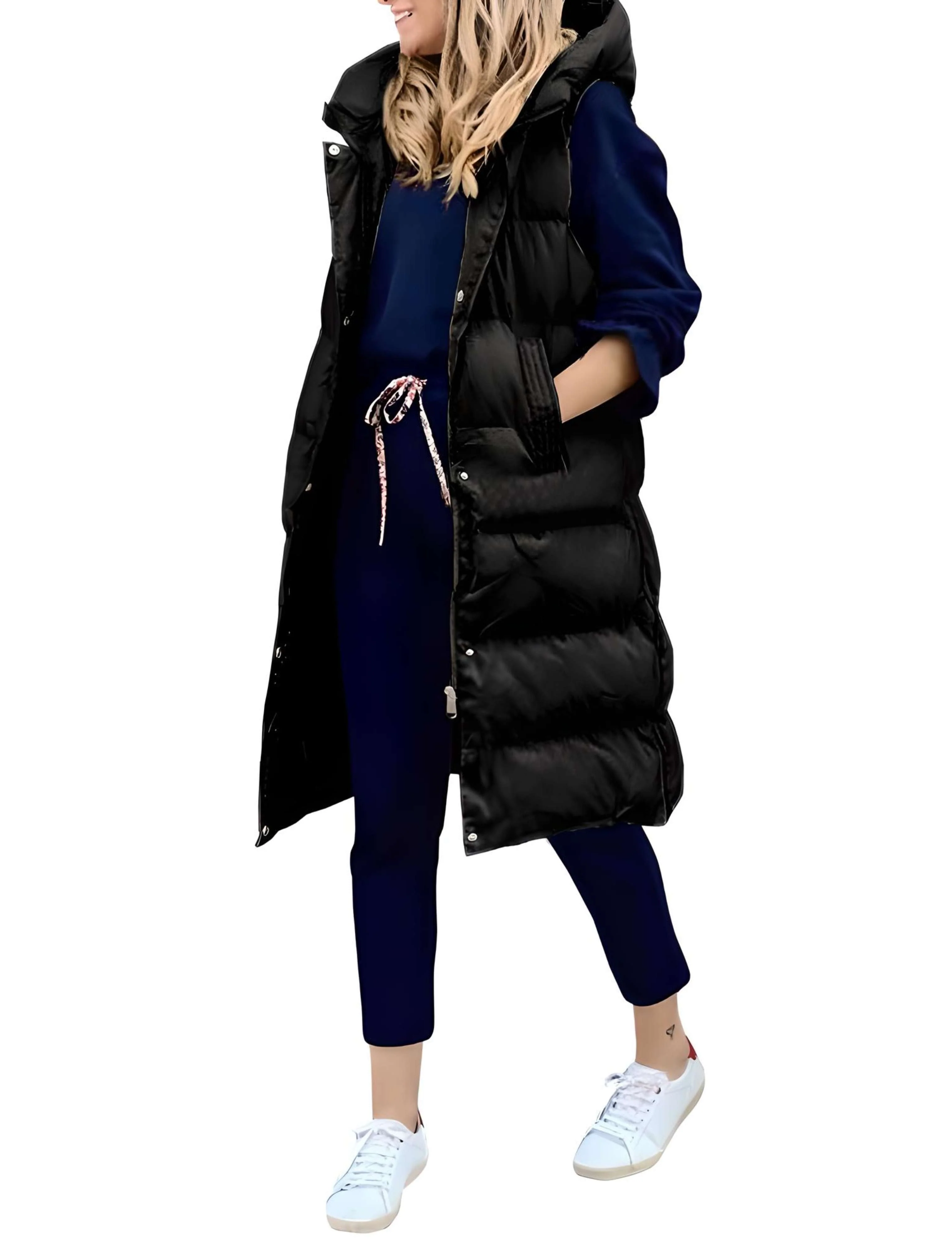 Florencia | Long sleeveless coat with hood - Image 8