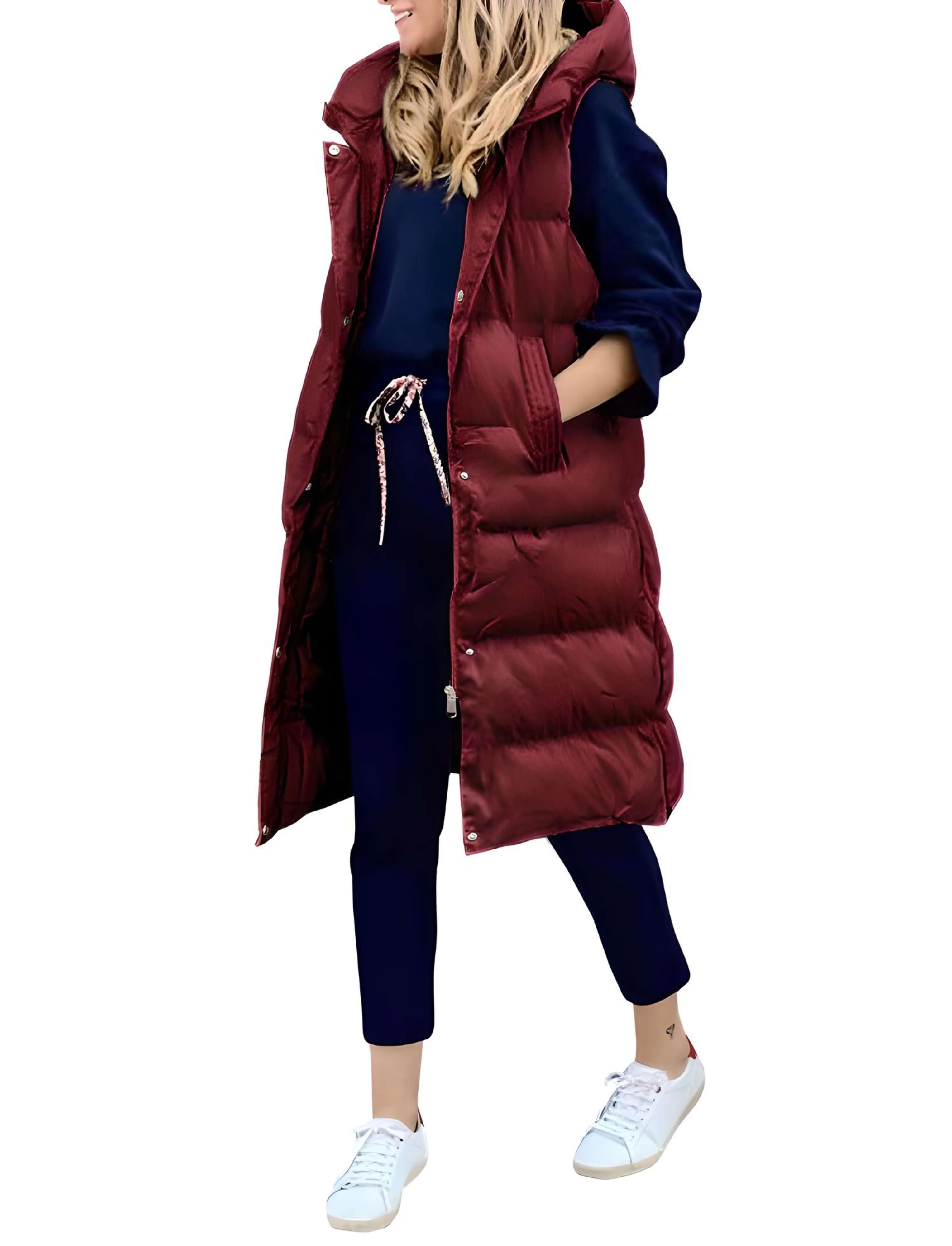 Florencia | Long sleeveless coat with hood - Image 9