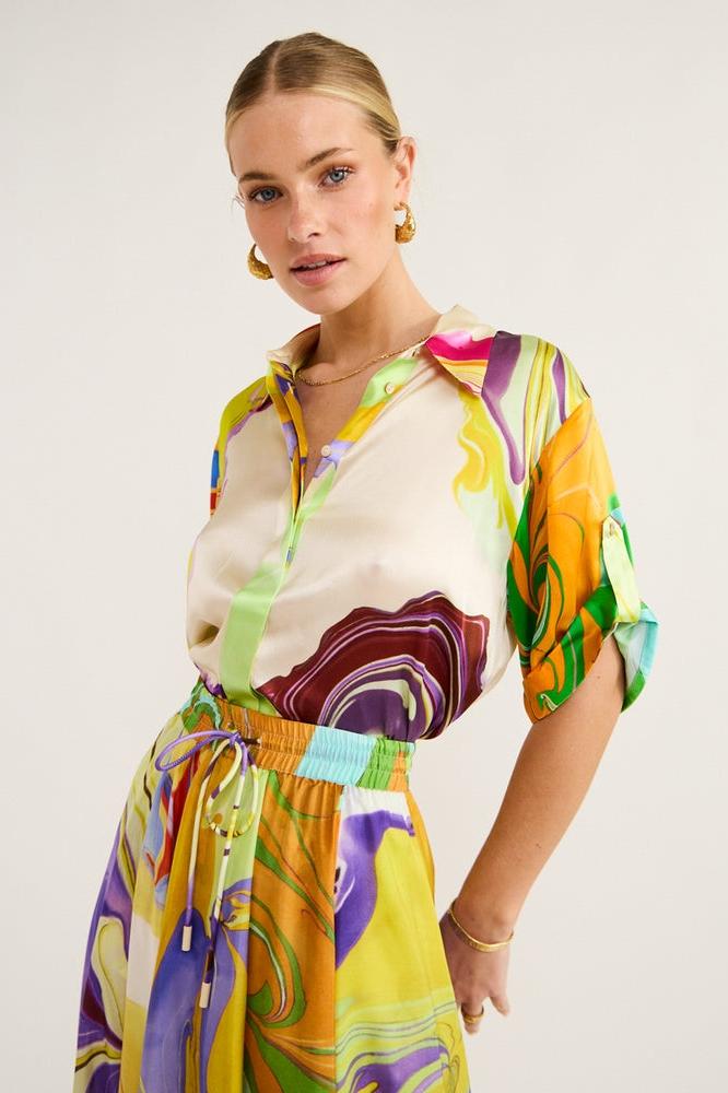 Florencia® | Printed Satin Blouse Set - Image 2