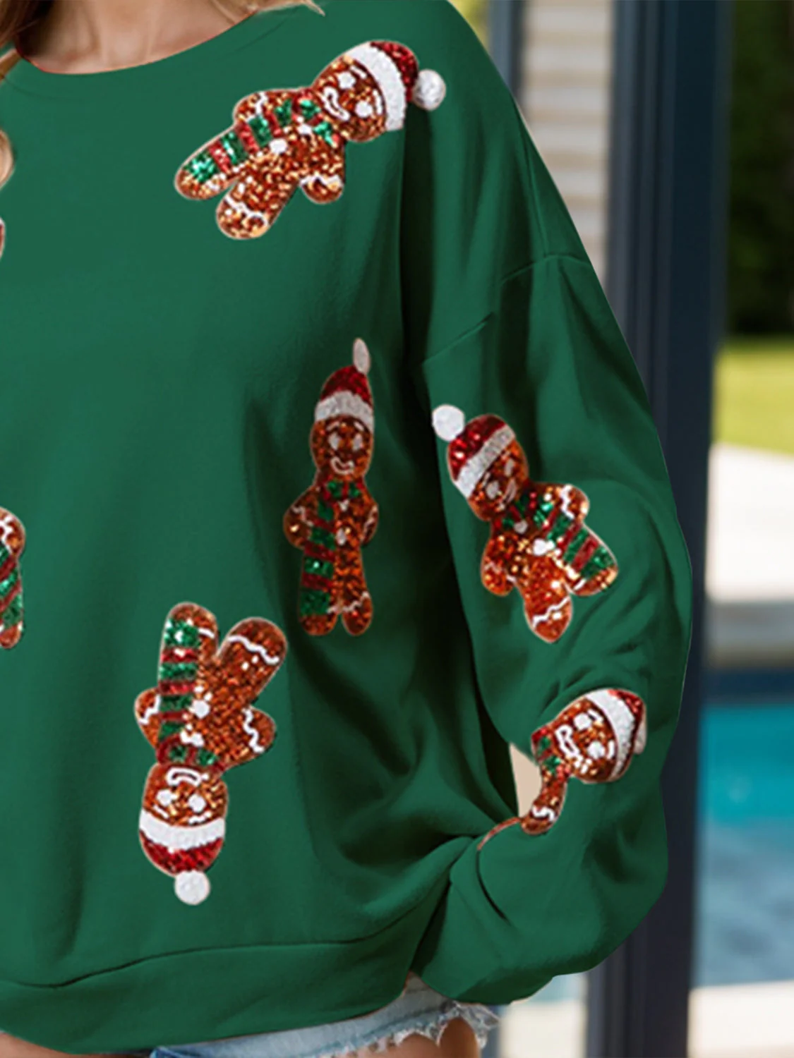Florencia | Sequin Gingerbread Man Long Sleeve Sweatshirt - Image 10