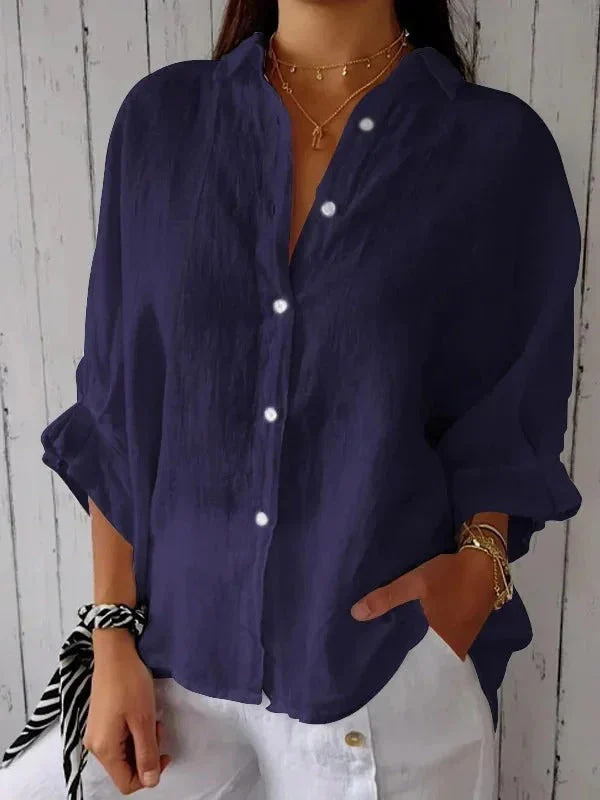 Francisca® | Chemise femme 100% lin Manches longues col classique coupe fluide - Image 3
