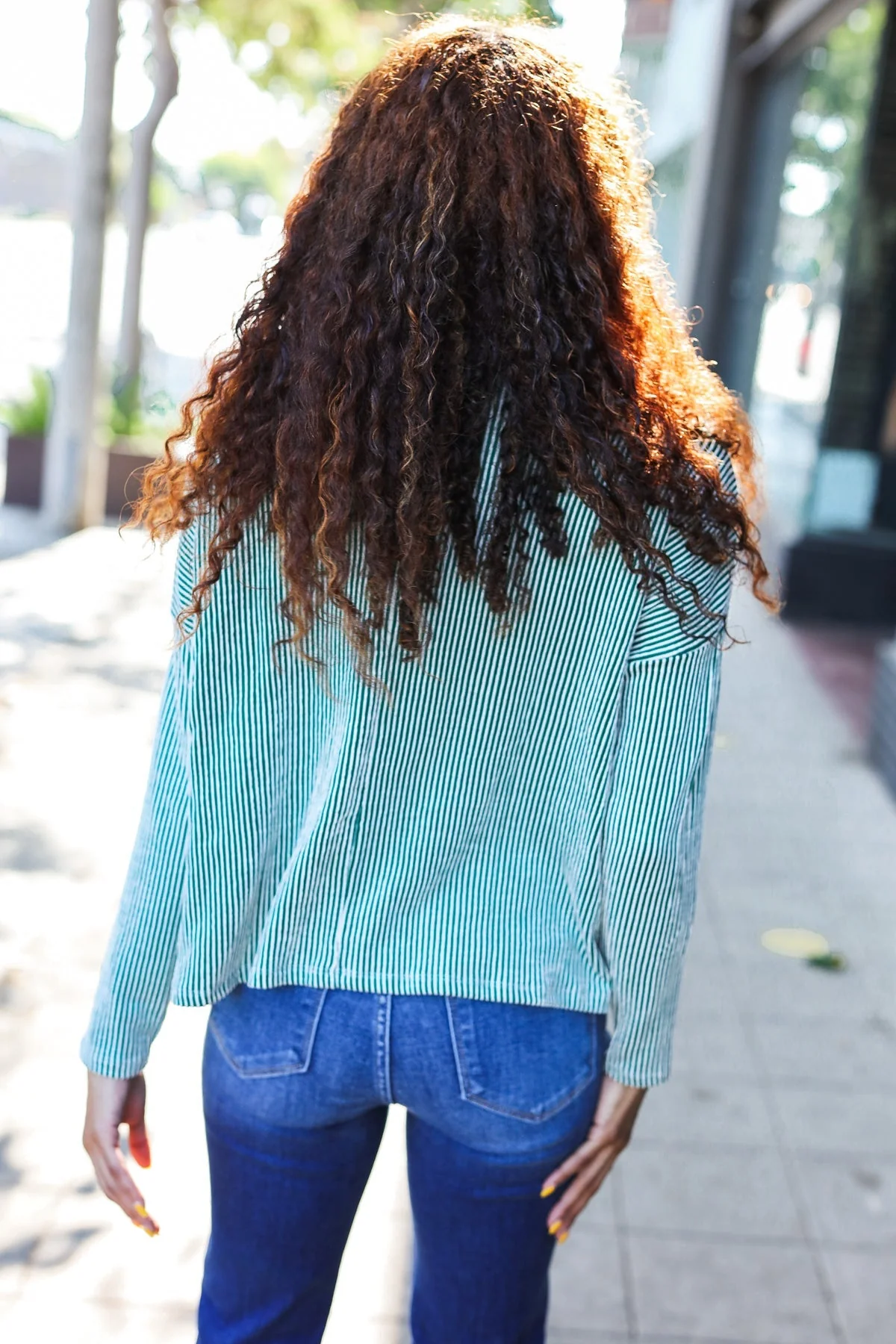 Francisca | Hello beautiful green ribbed dolman crop top - Image 3