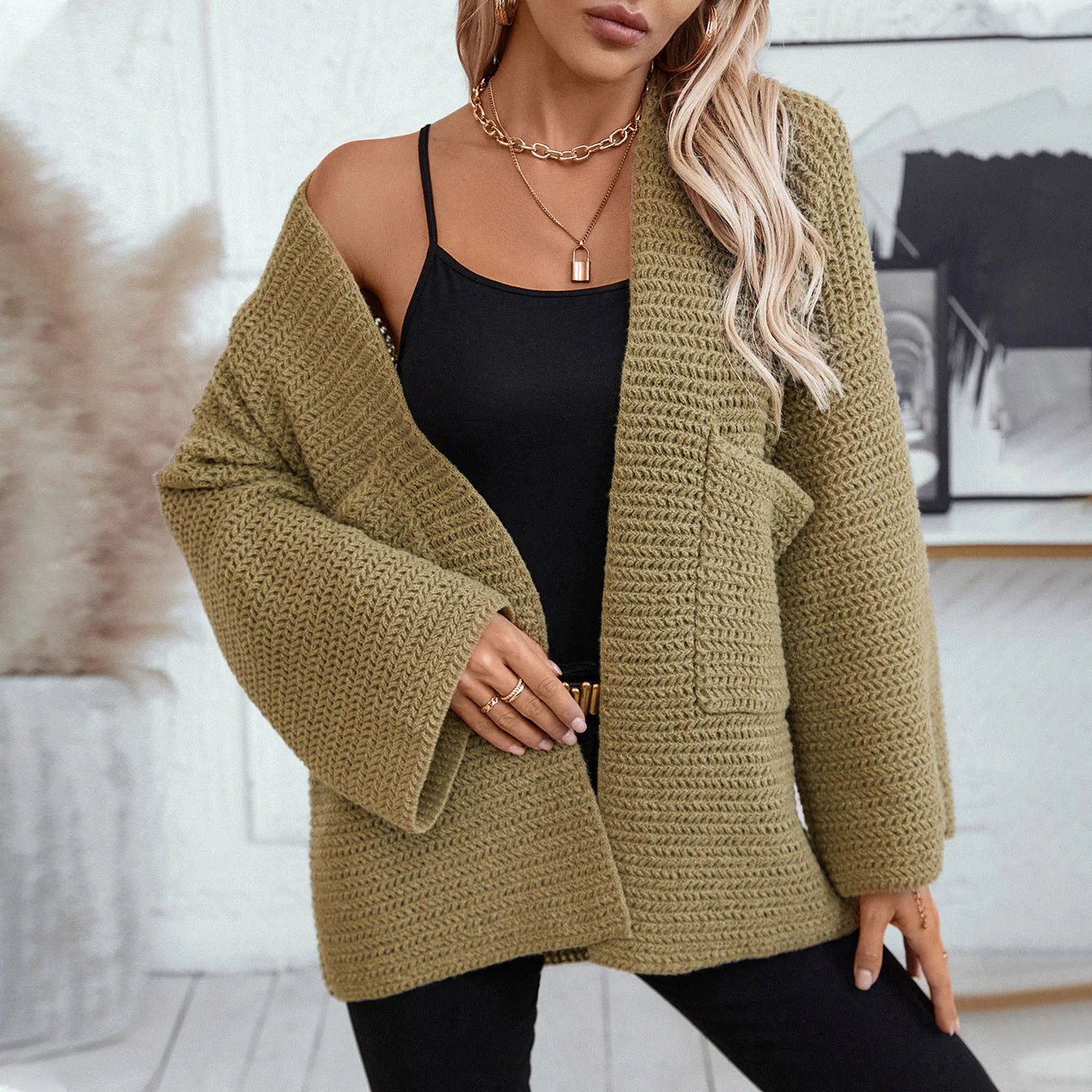 Francisca | Long sleeve open front cardigan - Image 2