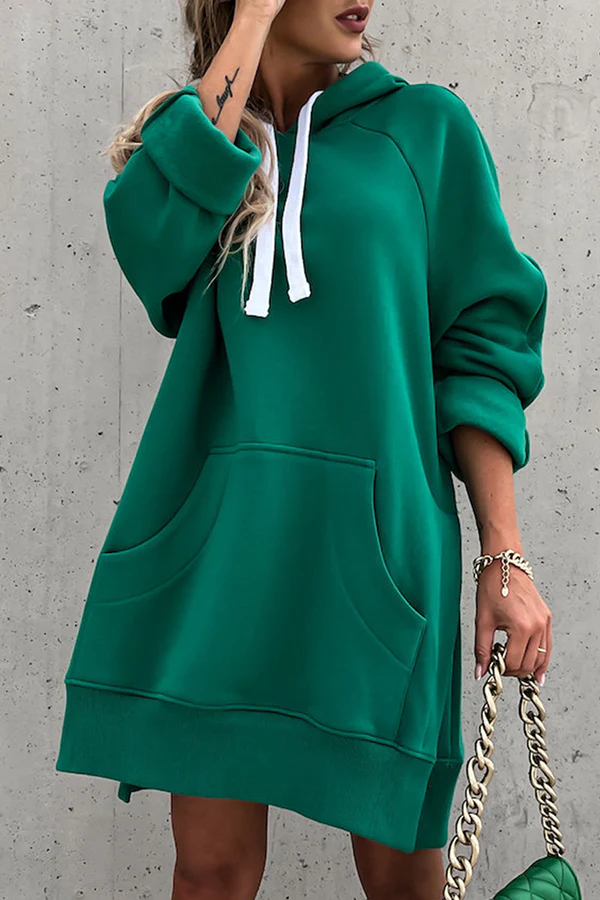 Frederika | Casual solid tops with drawstring and pockets and hooded collar - Image 11