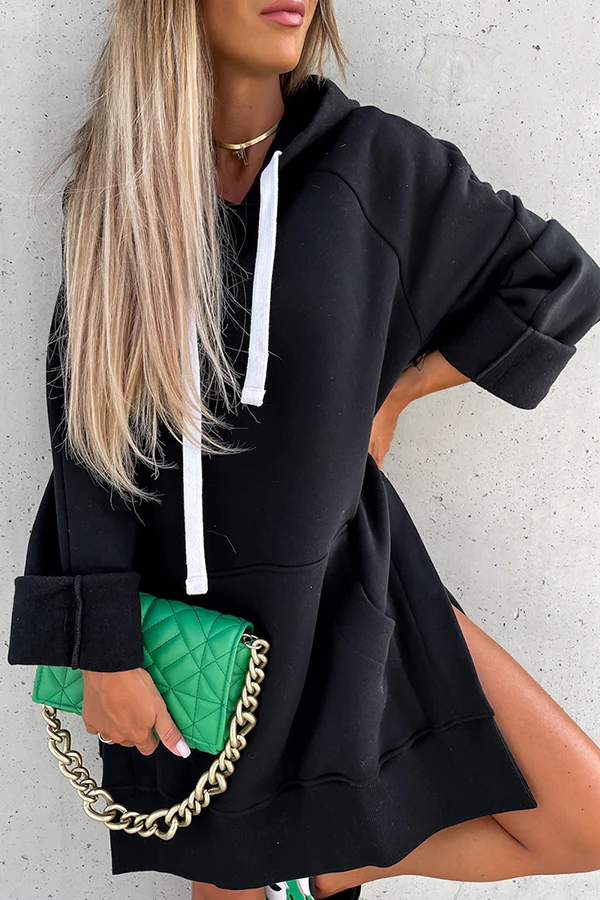 Frederika | Casual solid tops with drawstring and pockets and hooded collar - Image 12