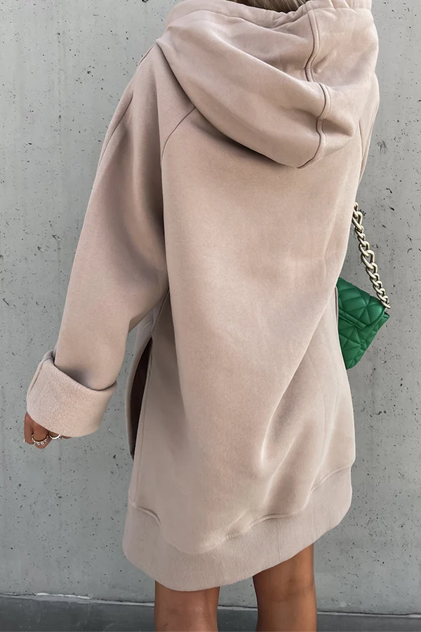 Frederika | Casual solid tops with drawstring and pockets and hooded collar - Image 3