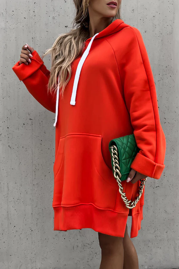 Frederika | Casual solid tops with drawstring and pockets and hooded collar - Image 7