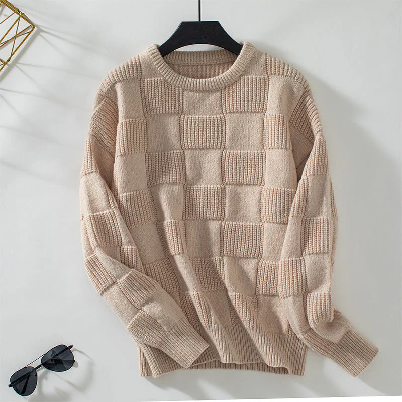 Frida | Chunky knit sweater with a checkerboard pattern - Image 4
