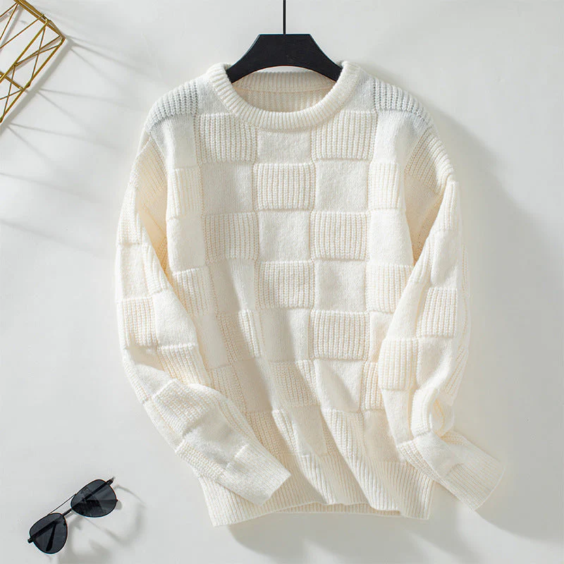 Frida | Chunky knit sweater with a checkerboard pattern - Image 5