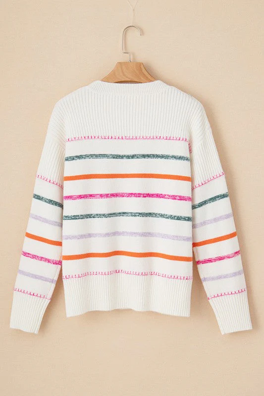 Frida | Colorful striped crew neck sweater with ribbed edges - Image 11