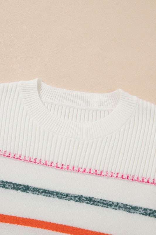 Frida | Colorful striped crew neck sweater with ribbed edges - Image 12