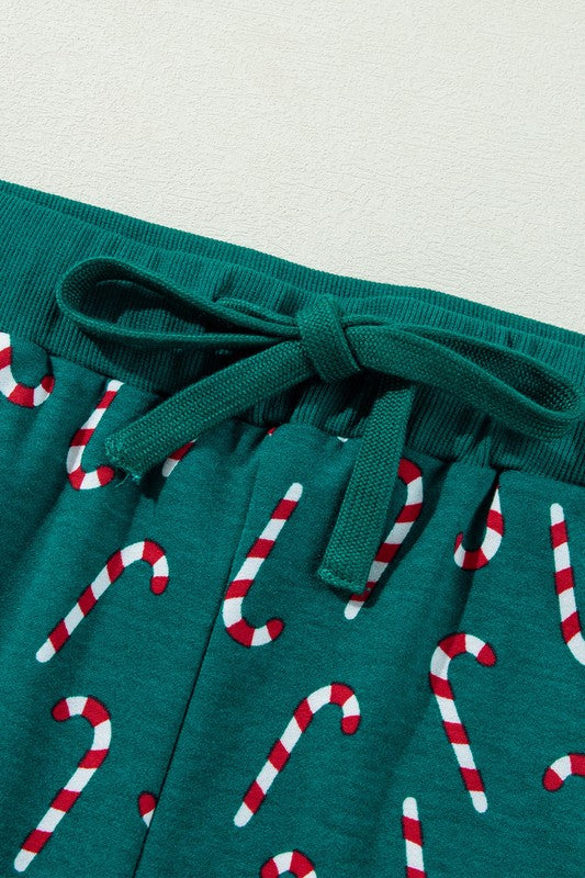 Frieda | Candy cane print Christmas loungewear top and pants set - Image 10
