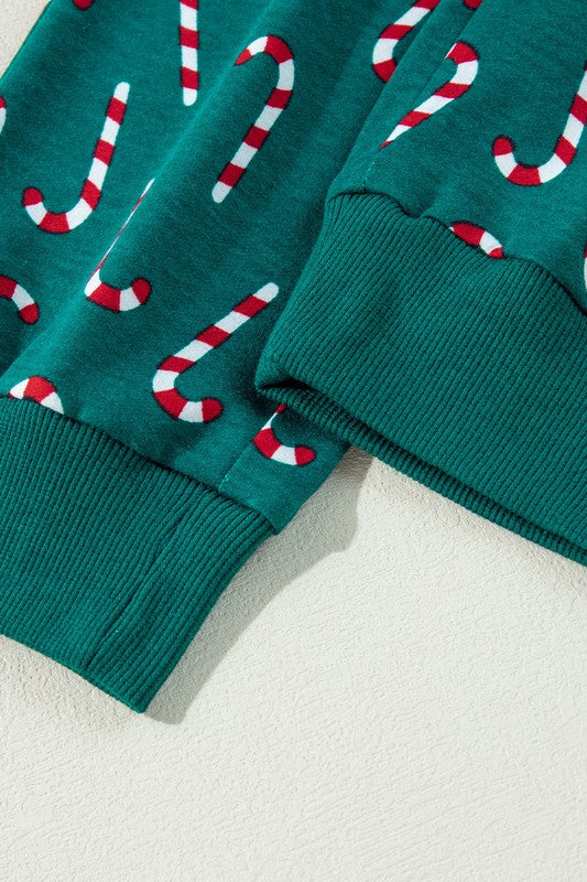 Frieda | Candy cane print Christmas loungewear top and pants set - Image 7