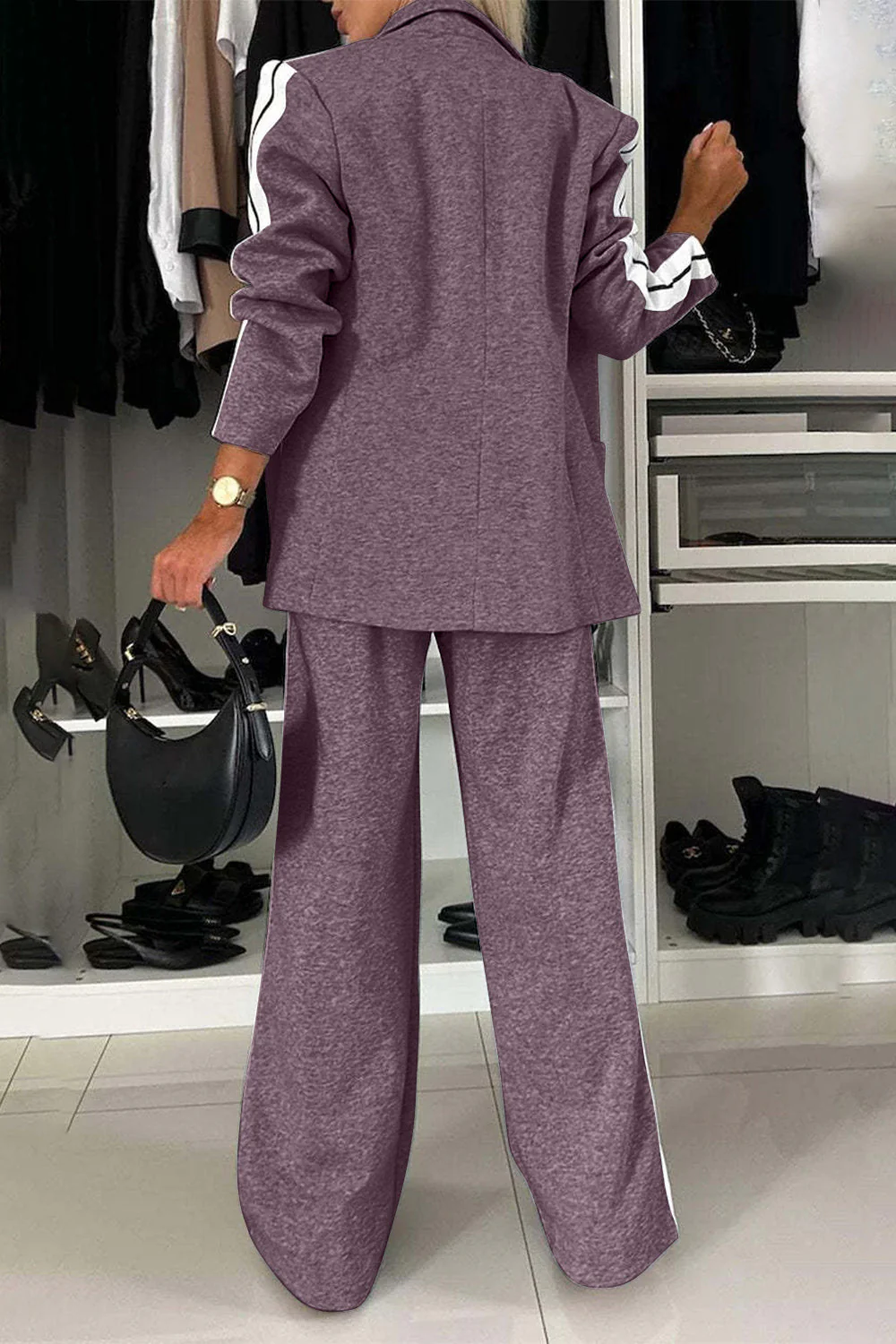 Frieda | Complete top and trousers set with contrast lapel collar - Image 19