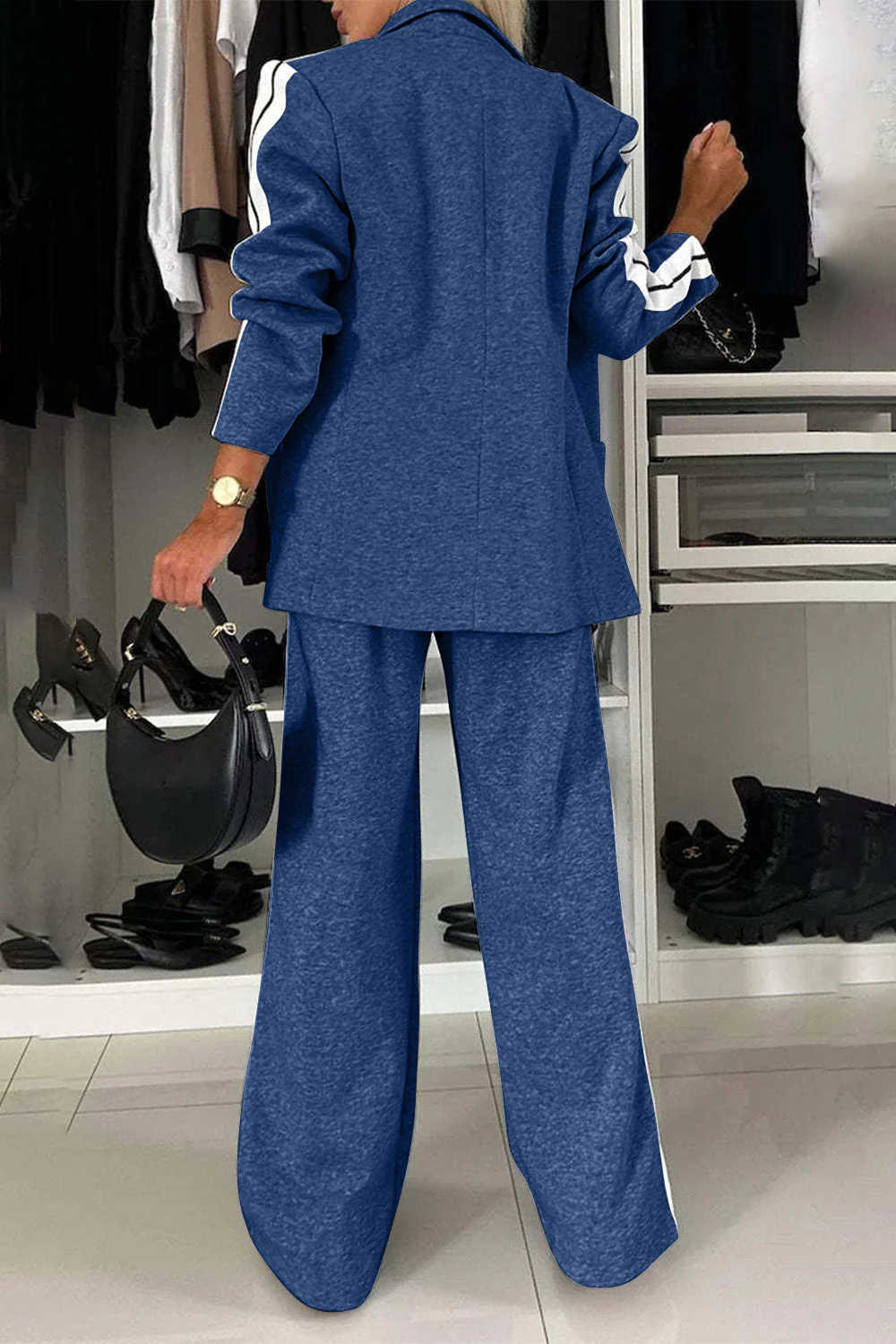 Frieda | Complete top and trousers set with contrast lapel collar - Image 7