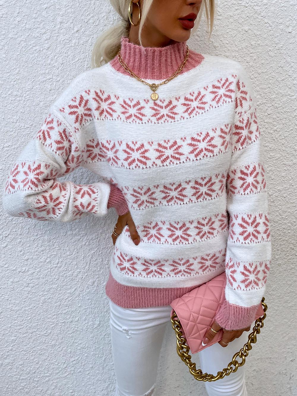 Gabriela | Jacquard Christmas sweater with snowflakes - Image 2