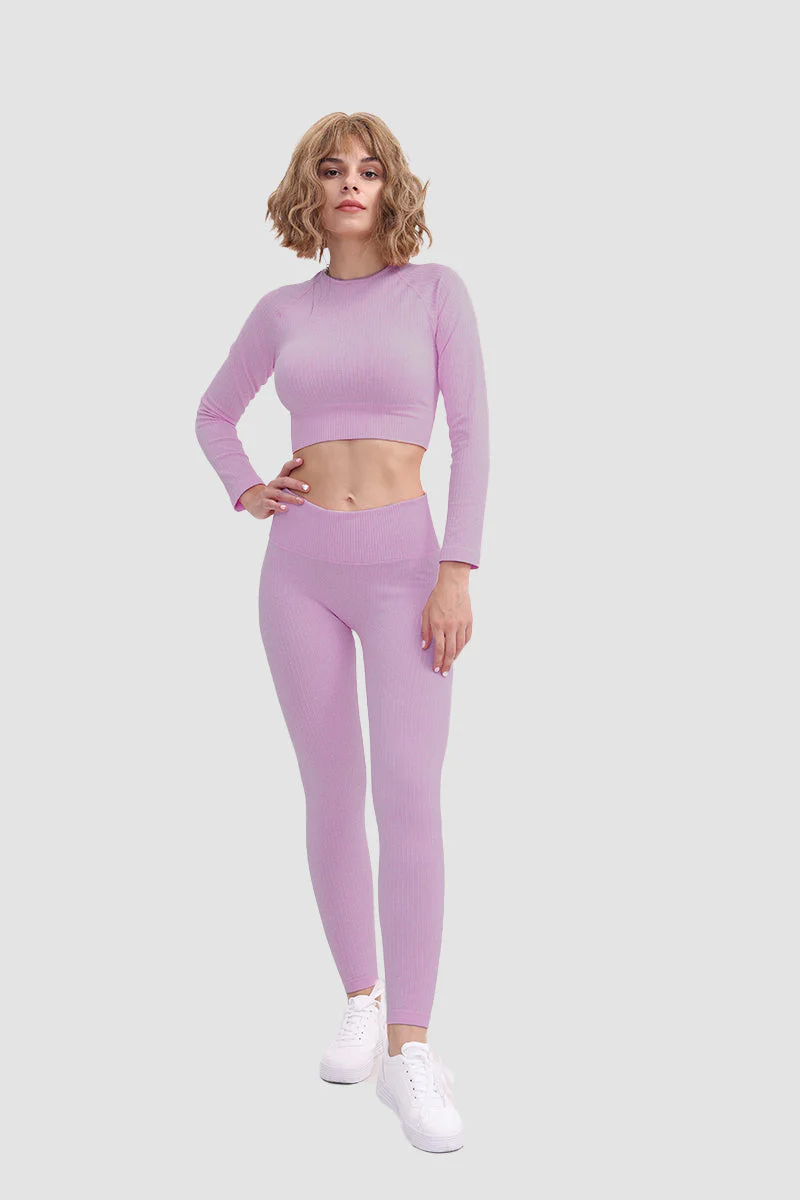 Gabriela | Seamless soft sports t-shirt and leggings set - Image 11