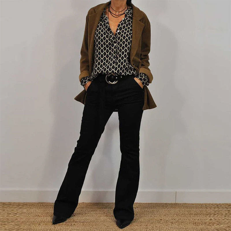Gabriela® | Women'S Blouse With Geometric Print And Fashionable Stand-Up Collar - Image 3