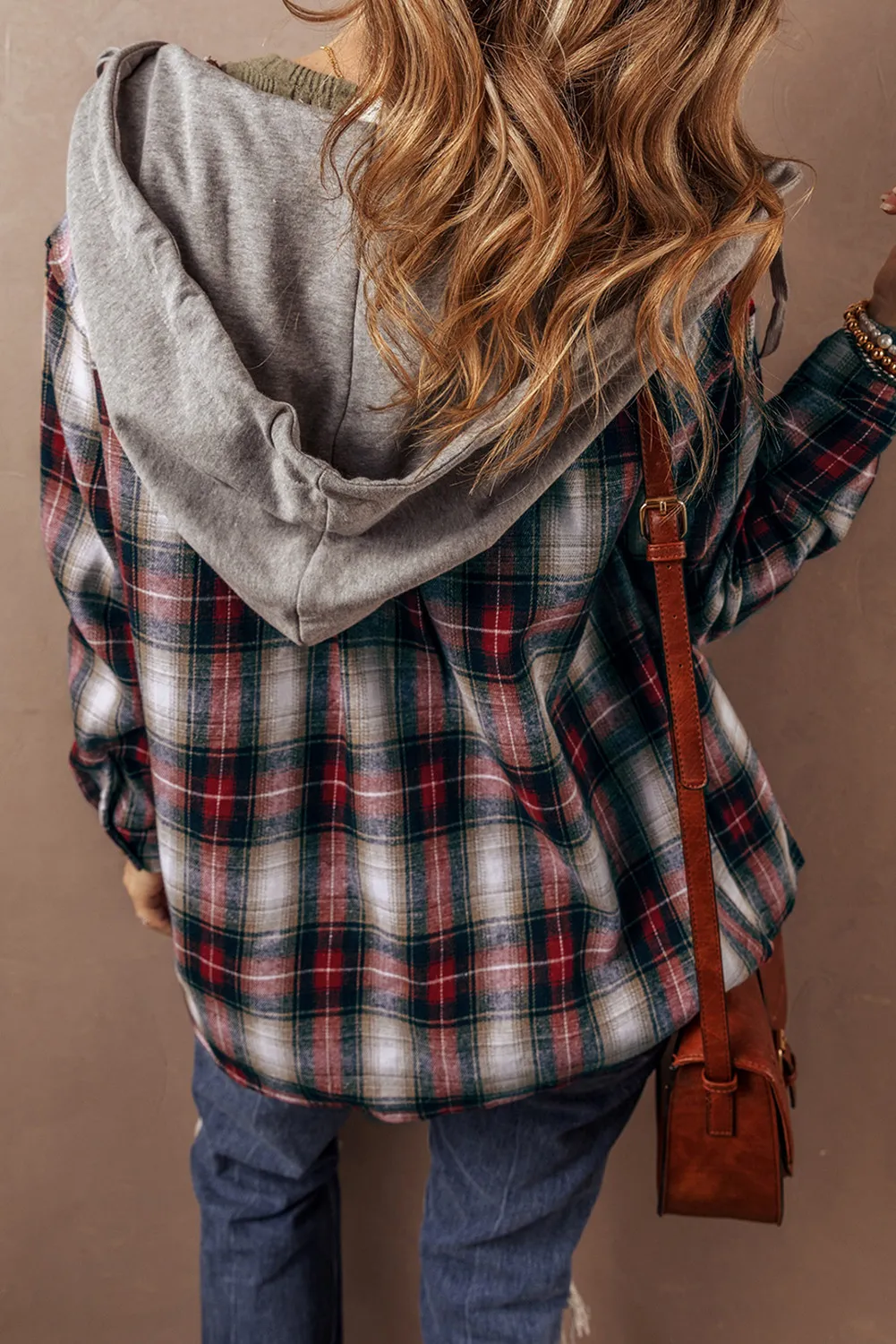 Gabriele | Checked hooded jacket with drawstring and buttons - Image 4