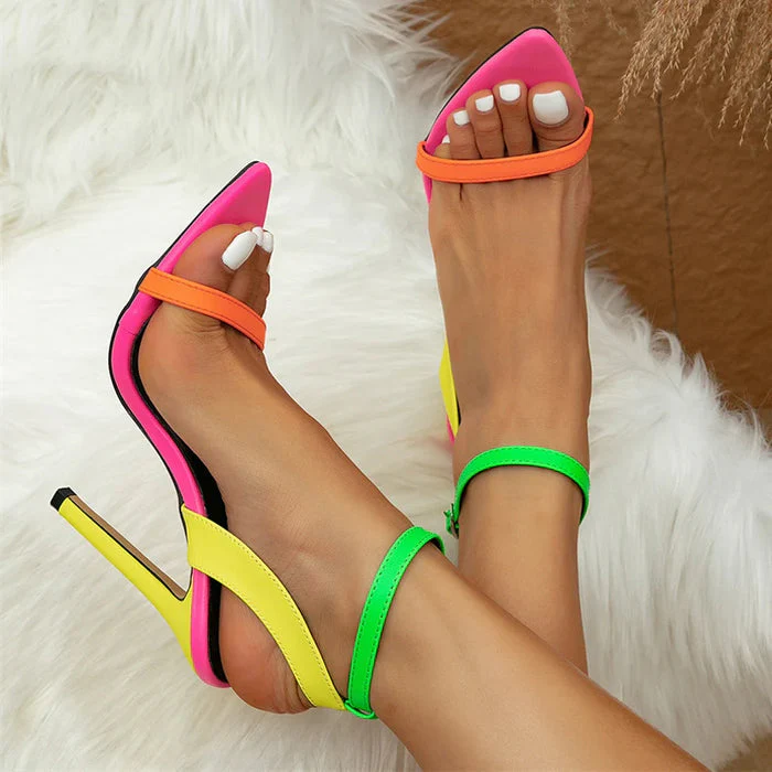 Georgina® | Colorful High Heel Sandals With Neon Straps - Image 5