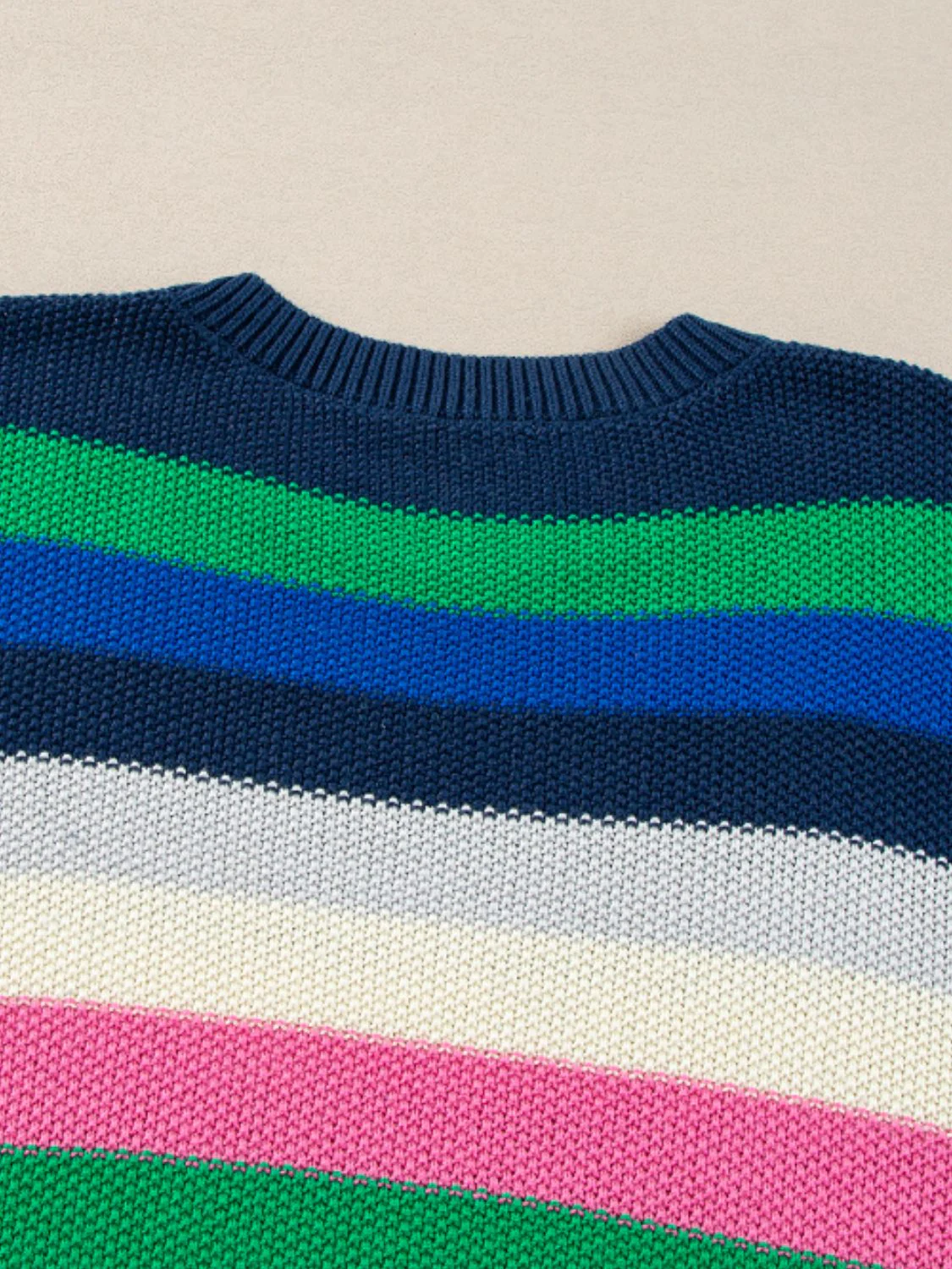 Georgina | Contrasting striped long-sleeved sweater with a crew neck - Image 10