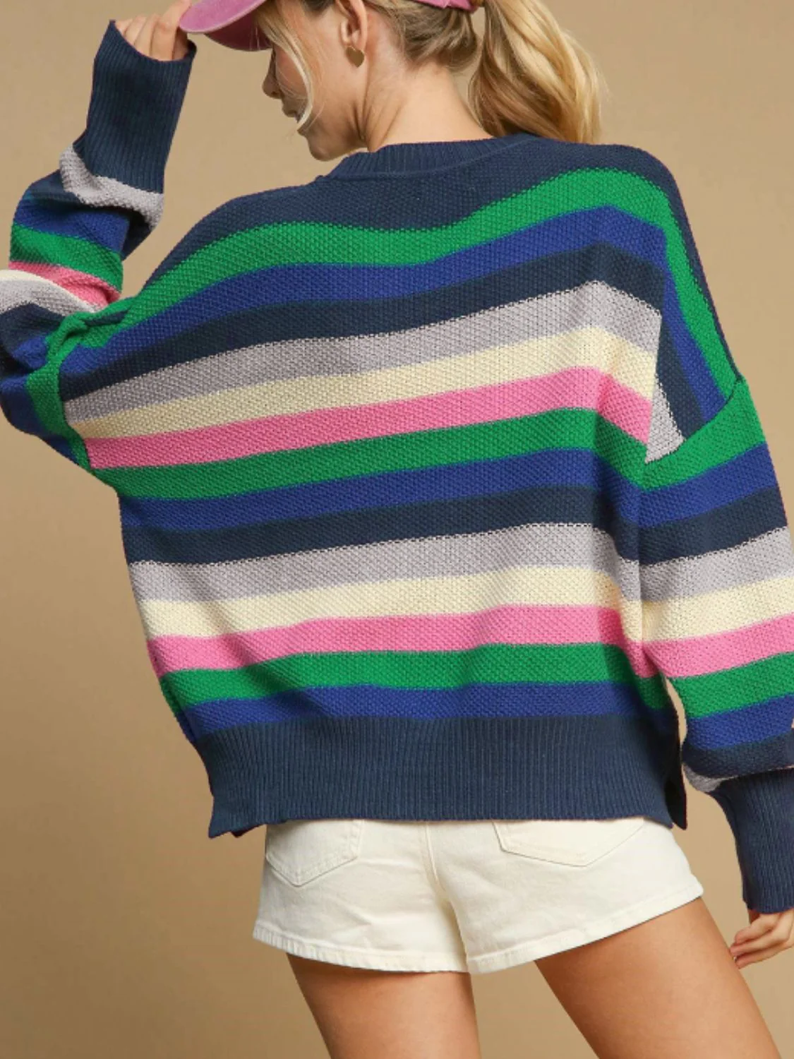 Georgina | Contrasting striped long-sleeved sweater with a crew neck - Image 5